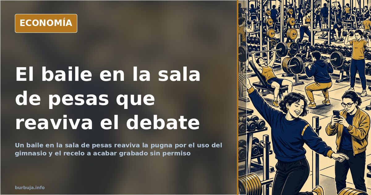 Sala de pesas de un gimnasio con mancuernas y bancos, escenario del debate sobre las exhibiciones y las grabaciones en el gim