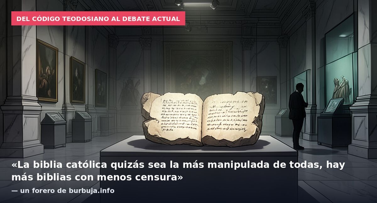 Del Código Teodosiano al debate actual: «La biblia católica quizás sea la más manipulada de todas, hay más biblias con menos censura» — un forero de burbuja.info