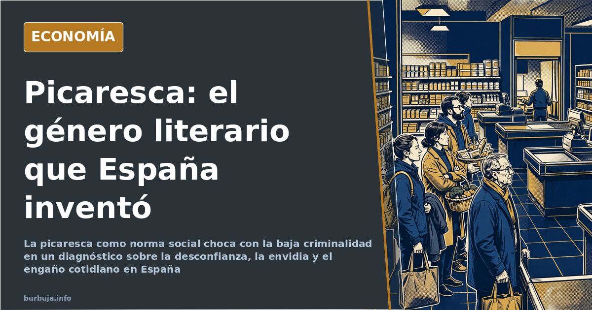 Personas esperando turno en una caja de supermercado en España, imagen sobre picaresca y confianza social
