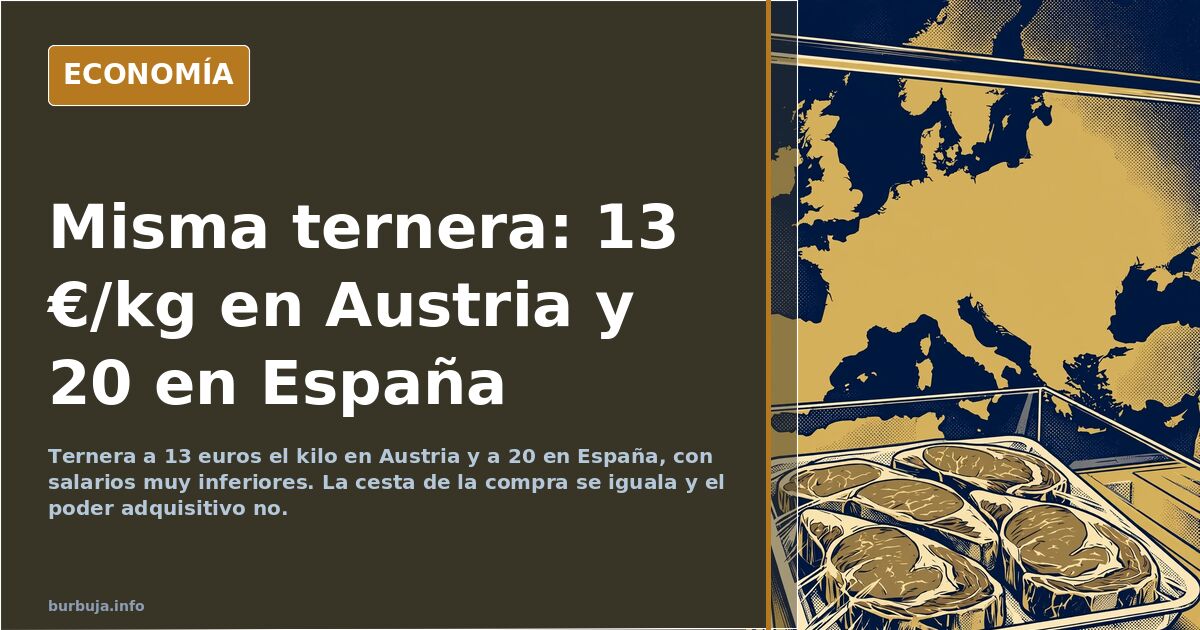 Bandejas de filetes de ternera en la vitrina de un supermercado junto a la etiqueta con el precio por kilo