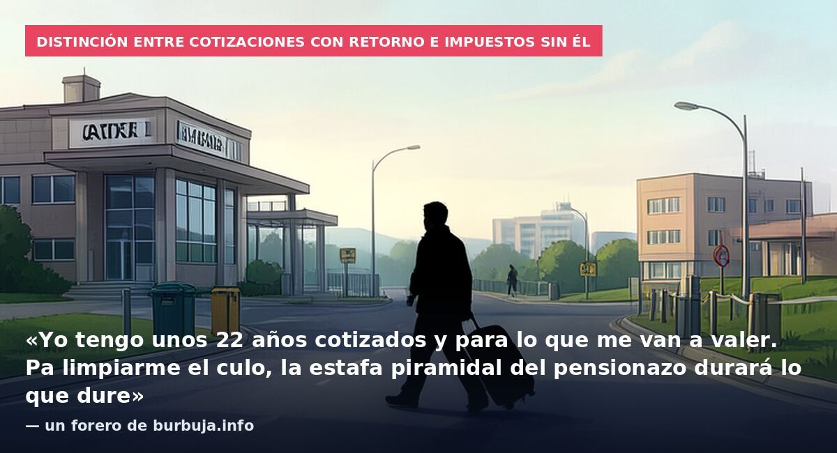 Distinción entre cotizaciones con retorno e impuestos sin él: «Yo tengo unos 22 años cotizados y para lo que me van a valer. Pa limpiarme el culo, la estafa piramidal del pensionazo durará lo que dure» — un forero de burbuja.info