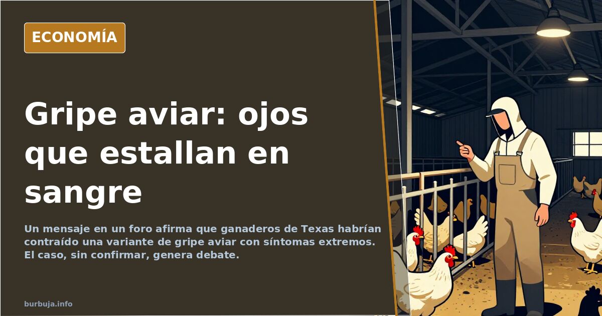 Ilustración editorial de un ganadero con ojos inyectados en sangre y aves de corral en un corral de Texas