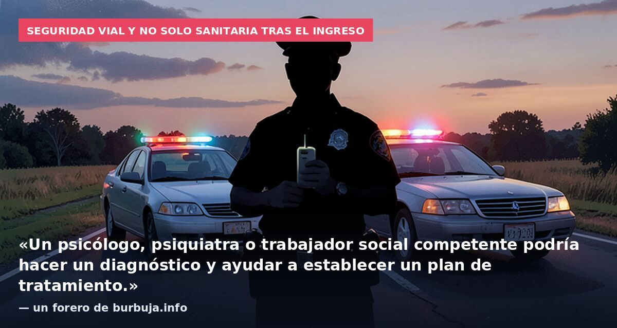 Seguridad vial y no solo sanitaria tras el ingreso: «Un psicólogo, psiquiatra o trabajador social competente podría hacer un diagnóstico y ayudar a establecer un plan de tratamiento.» — un forero de burbuja.info