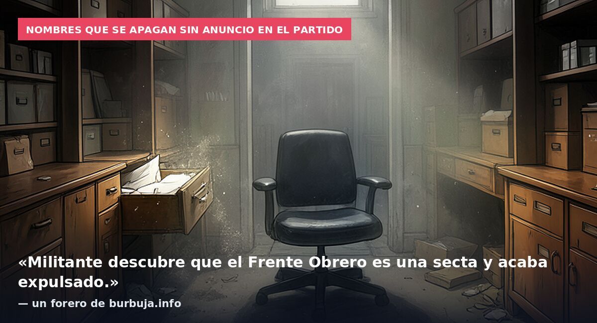Nombres que se apagan sin anuncio en el partido: «Militante descubre que el Frente Obrero es una secta y acaba expulsado.» — un forero de burbuja.info