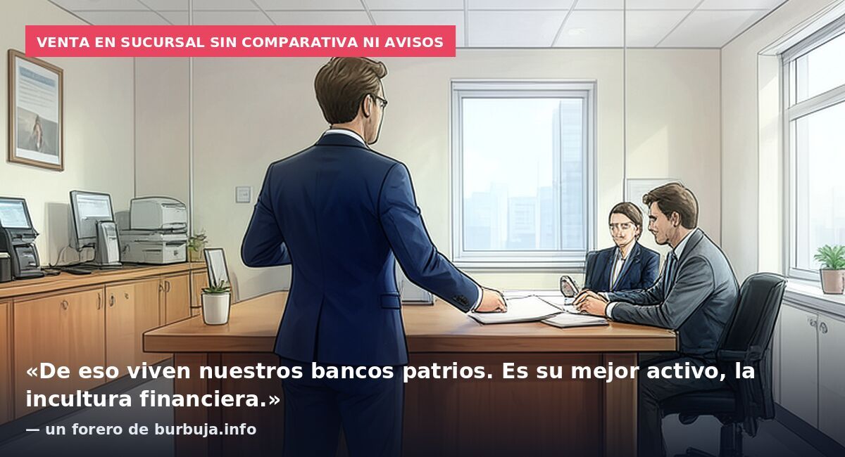 Venta en sucursal sin comparativa ni avisos: «De eso viven nuestros bancos patrios. Es su mejor activo, la incultura financiera.» — un forero de burbuja.info