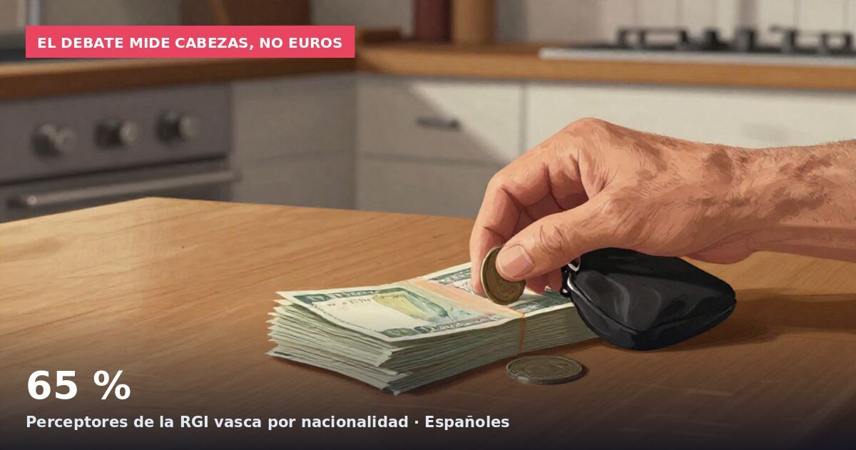 El debate mide cabezas, no euros: 65 % Perceptores de la RGI vasca por nacionalidad · Españoles