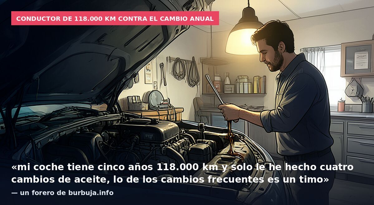 Conductor de 118.000 km contra el cambio anual: «mi coche tiene cinco años 118.000 km y solo le he hecho cuatro cambios de aceite, lo de los cambios frecuentes es un timo» — un forero de burbuja.info