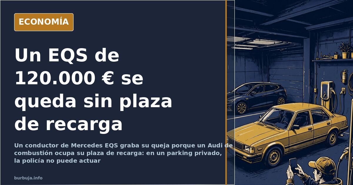 Plaza de aparcamiento con punto de recarga para coche eléctrico ocupada por un vehículo de combustión en un centro comercial
