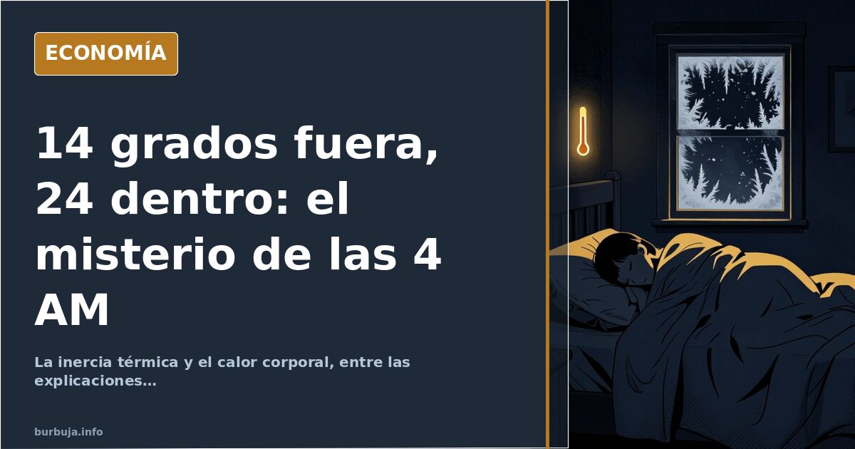 Termómetro de interior marcando 24 grados junto a una ventana nocturna, con la ciudad al fondo y el contraste térmico entre d