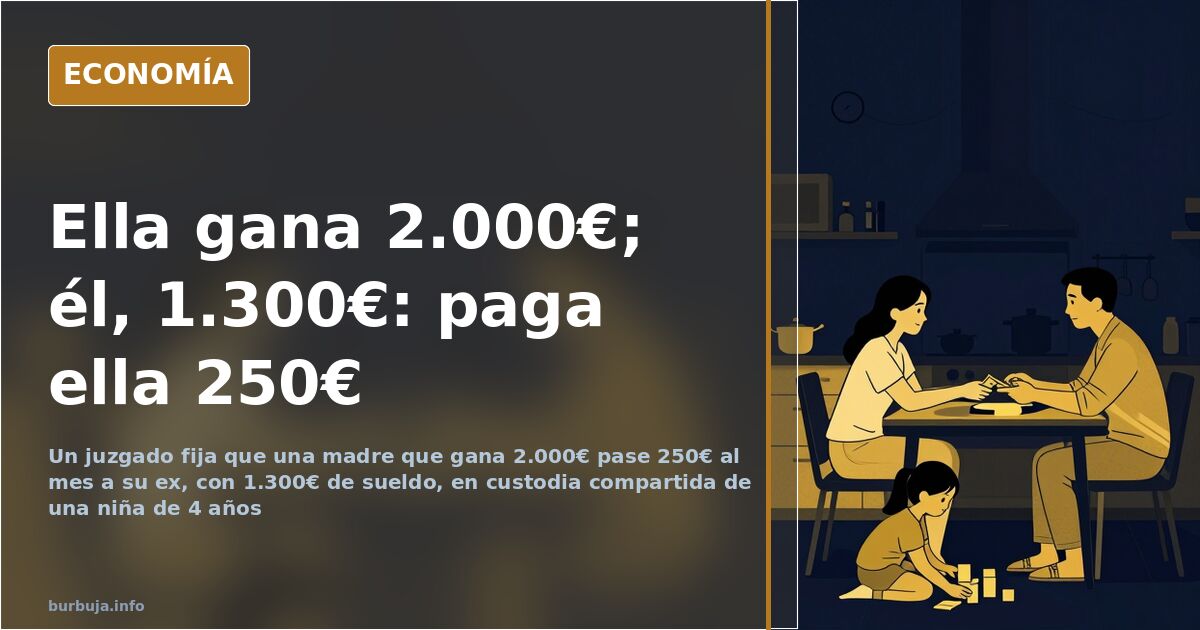 Un juzgado obliga a una madre con 2.000€ a pagarle 250€ al mes a su ex