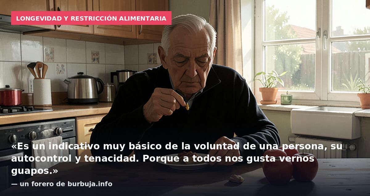 Longevidad y restricción alimentaria: «Es un indicativo muy básico de la voluntad de una persona, su autocontrol y tenacidad. Porque a todos nos gusta vernos guapos.» — un forero de burbuja.info