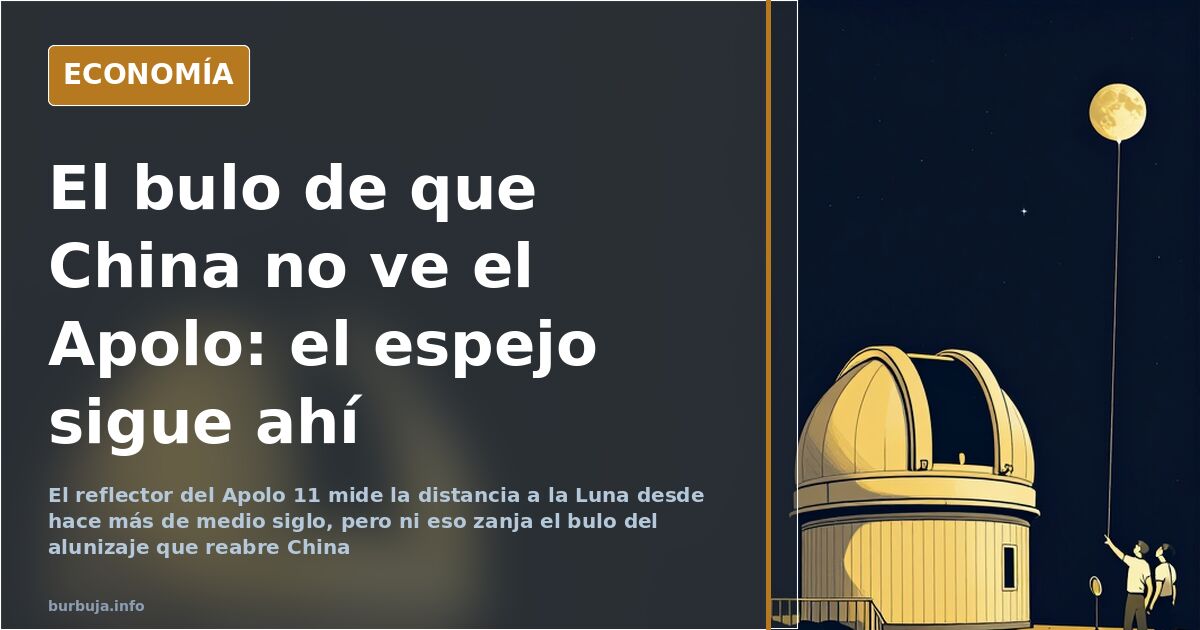 Ilustración de la superficie lunar con el reflector del Apolo 11 devolviendo un pulso láser hacia la Tierra