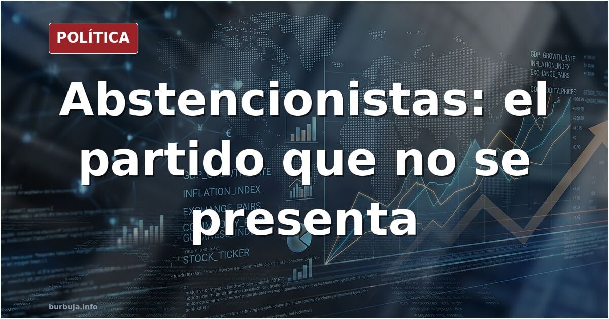 Ilustración editorial de una urna electoral con papeletas vacías y un televisor encendido de fondo en tonos rojos y azules