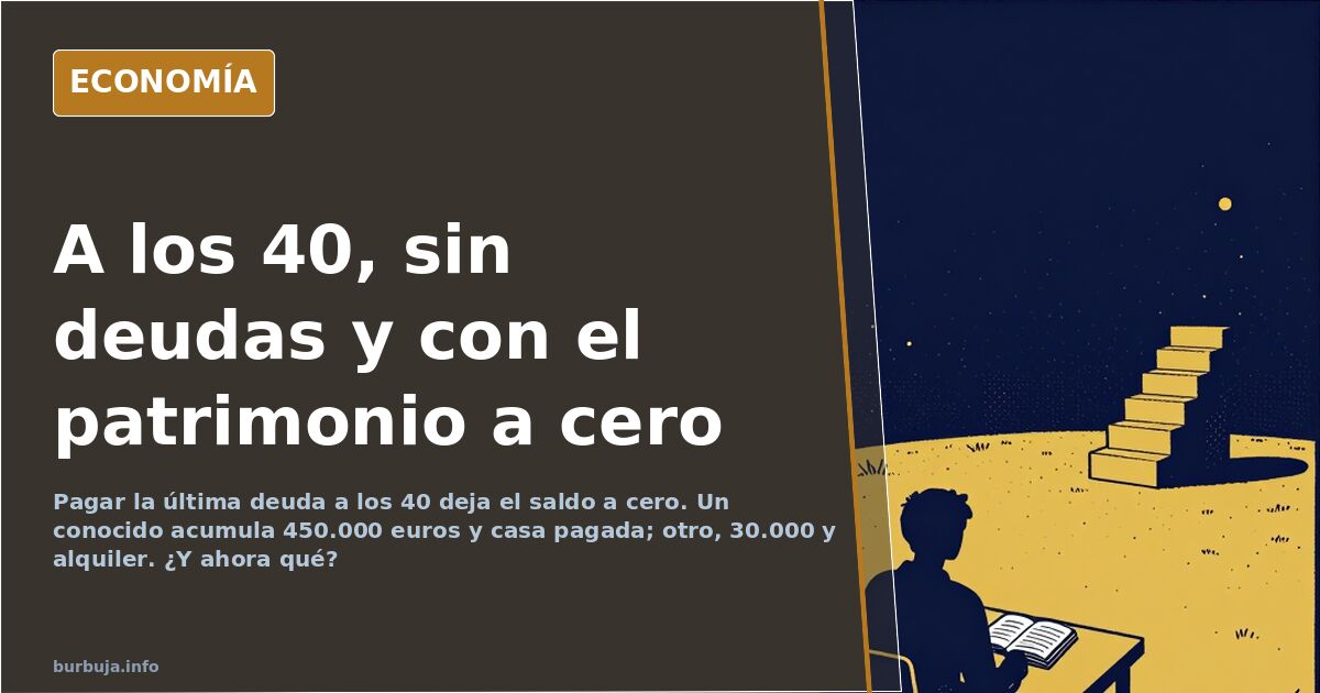 Persona de espaldas ante una mesa con recibos y una libreta de ahorro, escena sobre el ahorro y la deuda a los 40 años