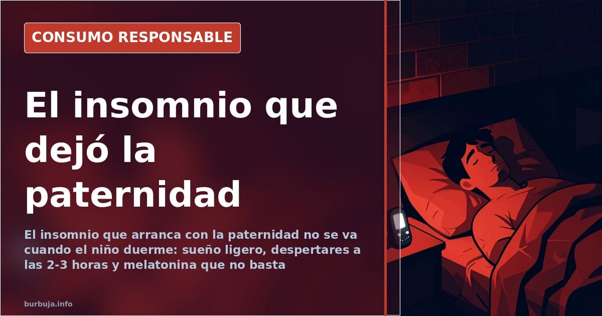 Persona despierta en la cama de noche mirando el techo, con reloj despertador marcando las tres de la madrugada