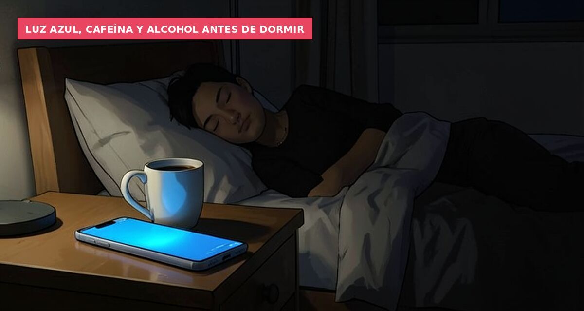 Luz azul, cafeína y alcohol antes de dormir