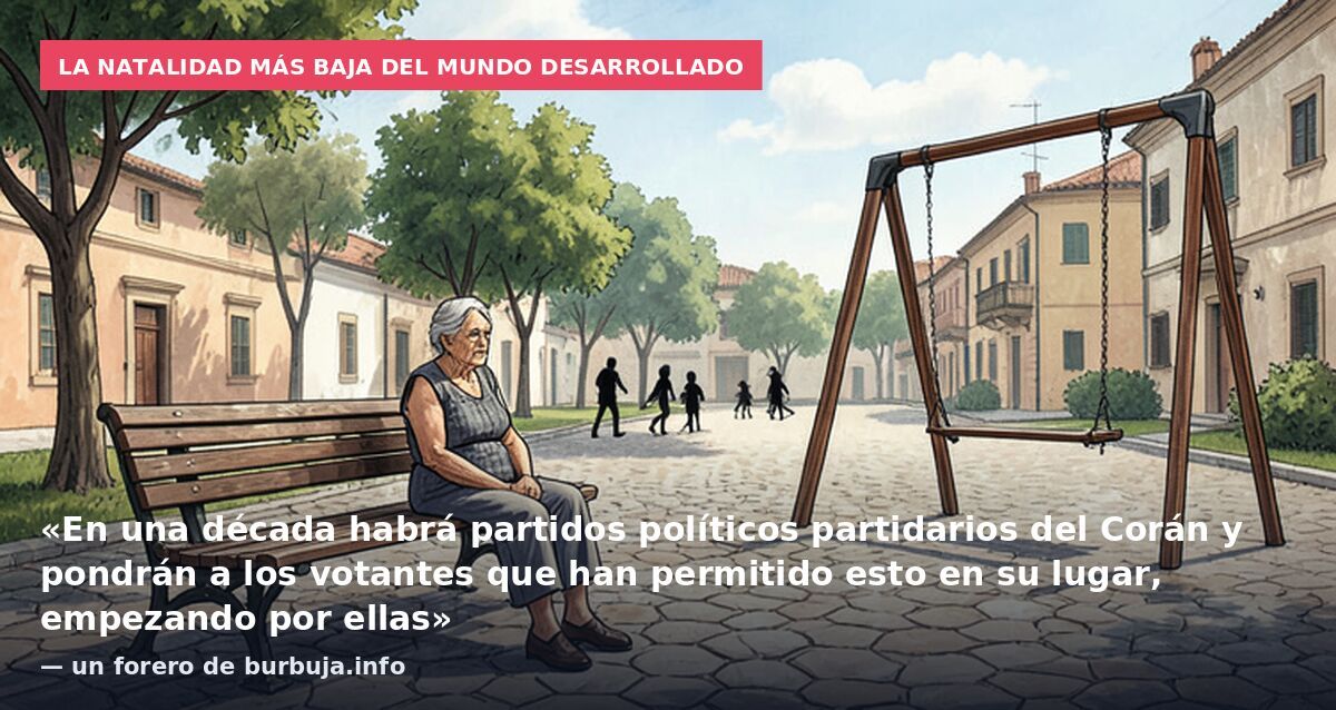 La natalidad más baja del mundo desarrollado: «En una década habrá partidos políticos partidarios del Corán y pondrán a los votantes que han permitido esto en su lugar, empezando por ellas» — un forero de burbuja.info