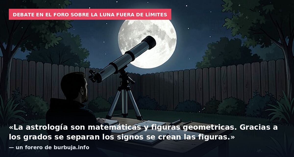 Debate en el foro sobre la Luna fuera de límites: «La astrología son matemáticas y figuras geometricas. Gracias a los grados se separan los signos se crean las figuras.» — un forero de burbuja.info