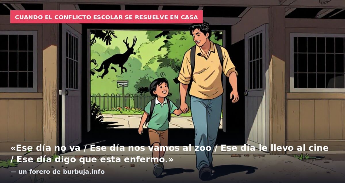Cuando el conflicto escolar se resuelve en casa: «Ese día no va / Ese día nos vamos al zoo / Ese día le llevo al cine / Ese día digo que esta enfermo.» — un forero de burbuja.info