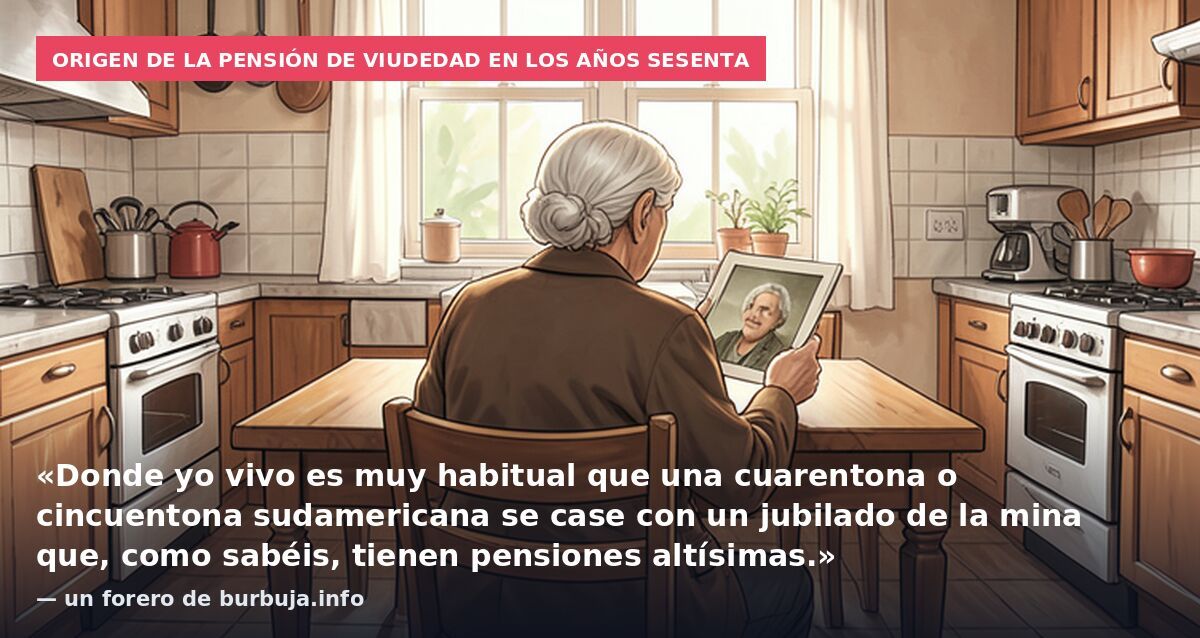 Origen de la pensión de viudedad en los años sesenta: «Donde yo vivo es muy habitual que una cuarentona o cincuentona sudamericana se case con un jubilado de la mina que, como sabéis, tienen pensiones altísimas.» — un forero de burbuja.info