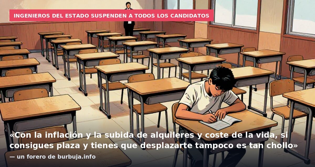 Ingenieros del Estado suspenden a todos los candidatos: «Con la inflación y la subida de alquileres y coste de la vida, si consigues plaza y tienes que desplazarte tampoco es tan chollo» — un forero de burbuja.info
