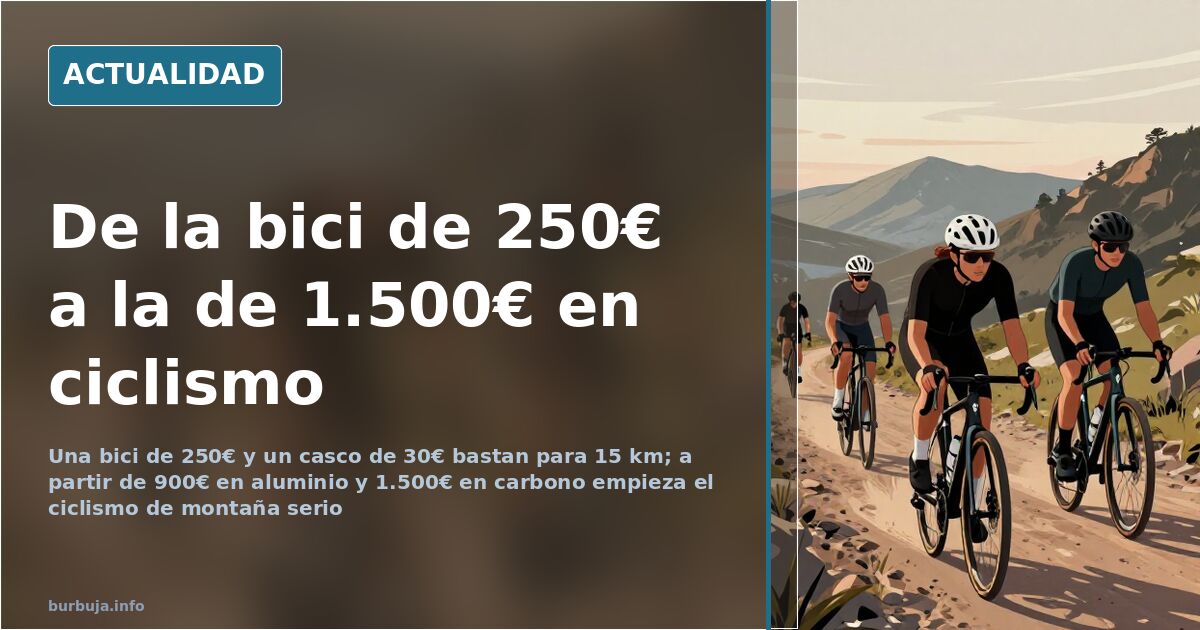Ciclistas aficionados en una carretera de montaña con equipamiento técnico y bicicletas de distintos precios