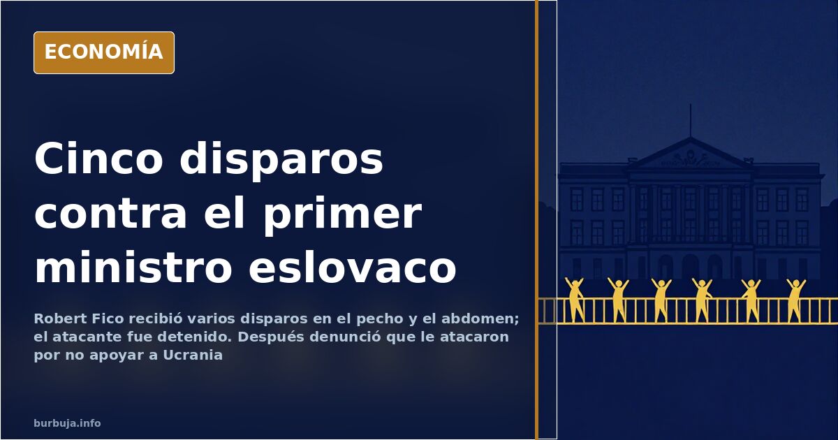 Atril vacío con micrófonos ante la bandera de Eslovaquia, símbolo del atentado contra el primer ministro Robert Fico