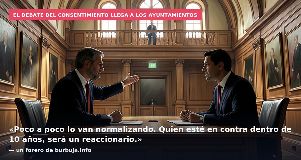 El debate del consentimiento llega a los ayuntamientos: «Poco a poco lo van normalizando. Quien esté en contra dentro de 10 años, será un reaccionario.» — un forero de burbuja.info