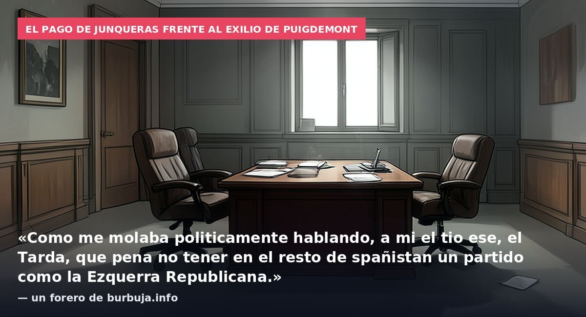 El pago de Junqueras frente al exilio de Puigdemont: «Como me molaba politicamente hablando, a mi el tio ese, el Tarda, que pena no tener en el resto de spañistan un partido como la Ezquerra Republicana.» — un forero de burbuja.info