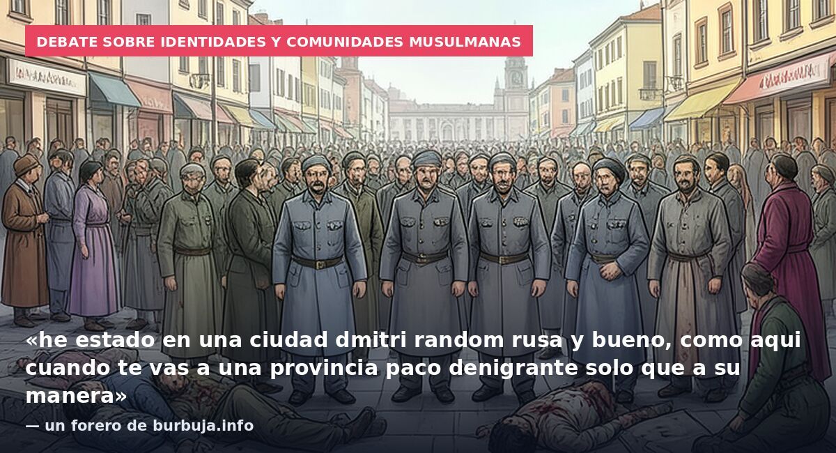 Debate sobre identidades y comunidades musulmanas: «he estado en una ciudad dmitri random rusa y bueno, como aqui cuando te vas a una provincia paco denigrante solo que a su manera» — un forero de burbuja.info
