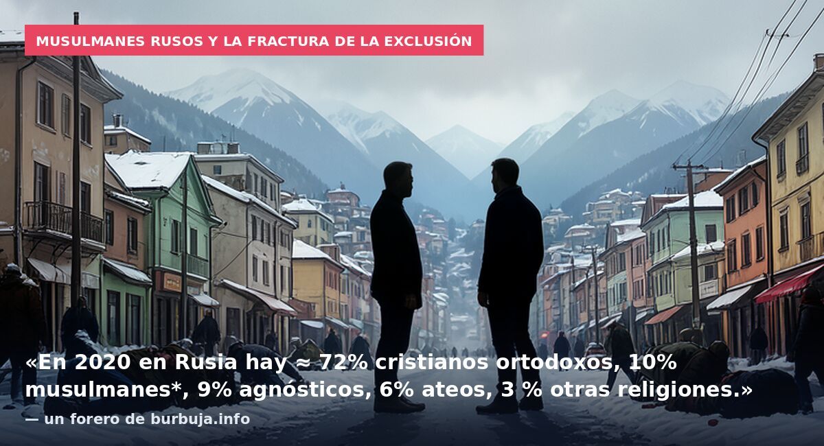 Musulmanes rusos y la fractura de la exclusión: «En 2020 en Rusia hay ≈ 72% cristianos ortodoxos, 10% musulmanes*, 9% agnósticos, 6% ateos, 3 % otras religiones.» — un forero de burbuja.info