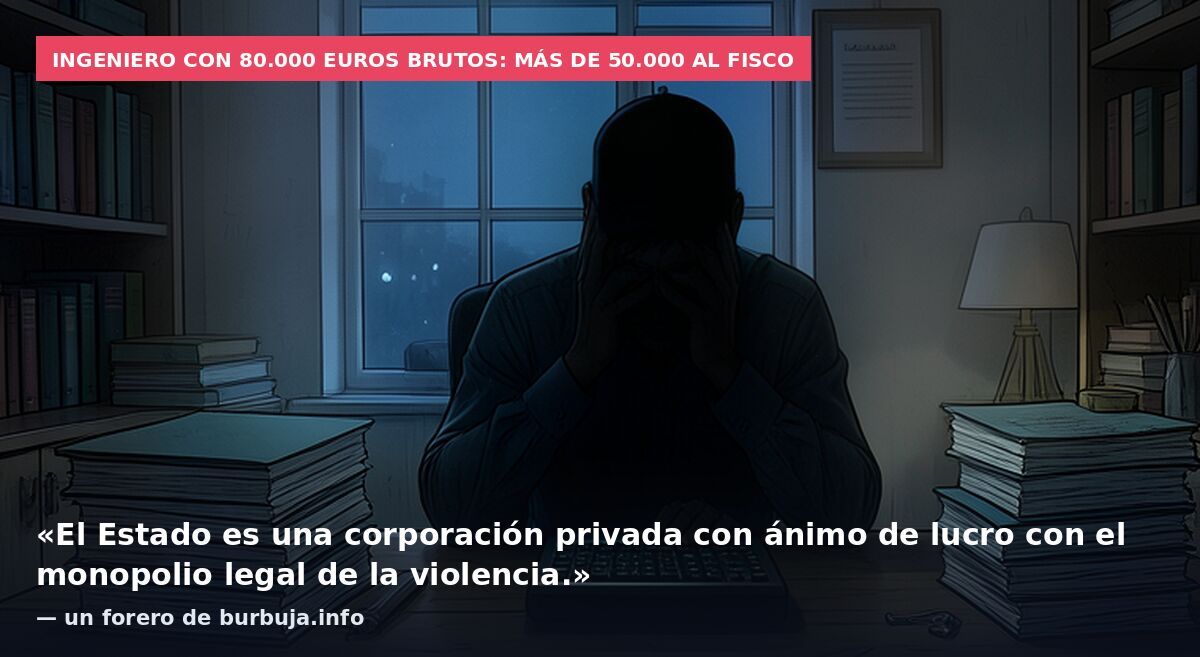 Ingeniero con 80.000 euros brutos: más de 50.000 al fisco: «El Estado es una corporación privada con ánimo de lucro con el monopolio legal de la violencia.» — un forero de burbuja.info