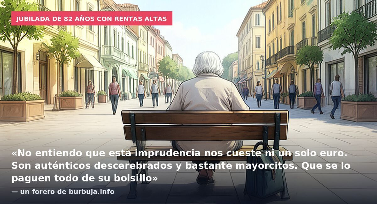 Jubilada de 82 años con rentas altas: «No entiendo que esta imprudencia nos cueste ni un solo euro. Son auténticos descerebrados y bastante mayorcitos. Que se lo paguen todo de su bolsillo» — un forero de burbuja.info