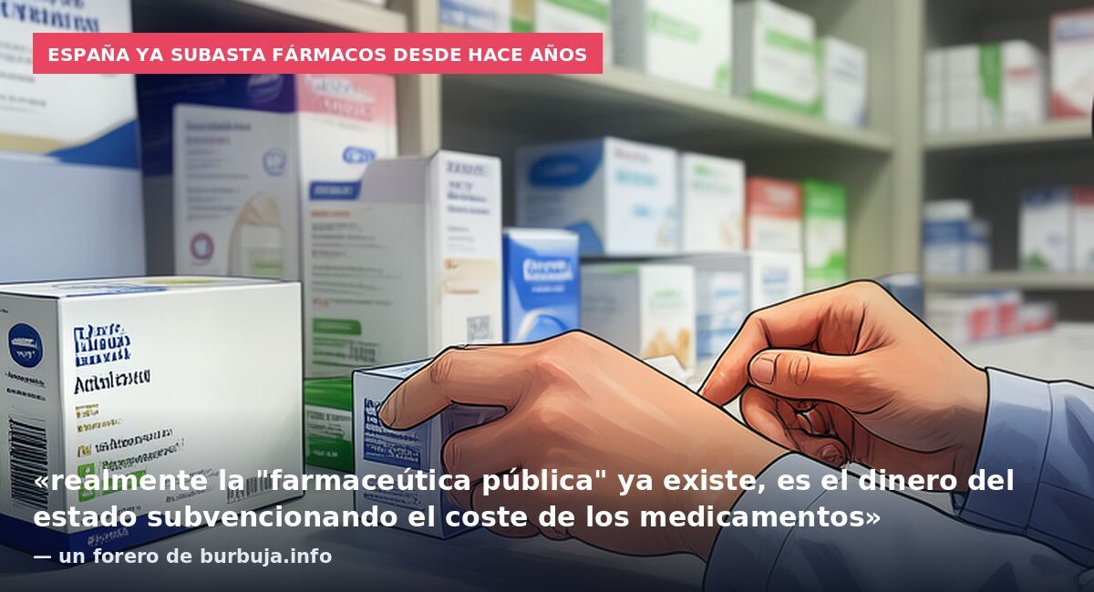 España ya subasta fármacos desde hace años: «realmente la "farmaceútica pública" ya existe, es el dinero del estado subvencionando el coste de los medicamentos» — un forero de burbuja.info