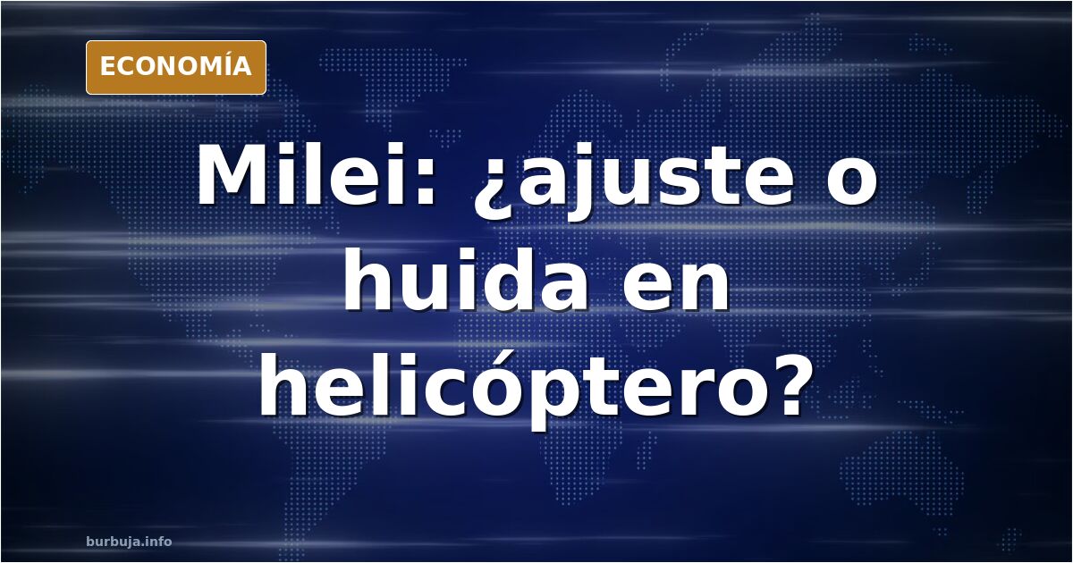 Ilustración editorial de un helicóptero sobrevolando una casa de gobierno mientras una multitud protesta en la plaza