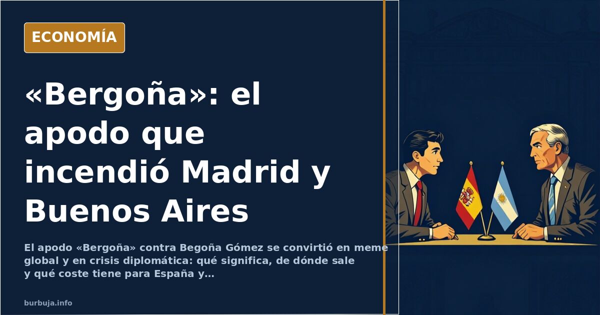 Ilustración editorial de dos banderas enfrentadas sobre un fondo azul marino con la palabra Bergoña escrita en dorado