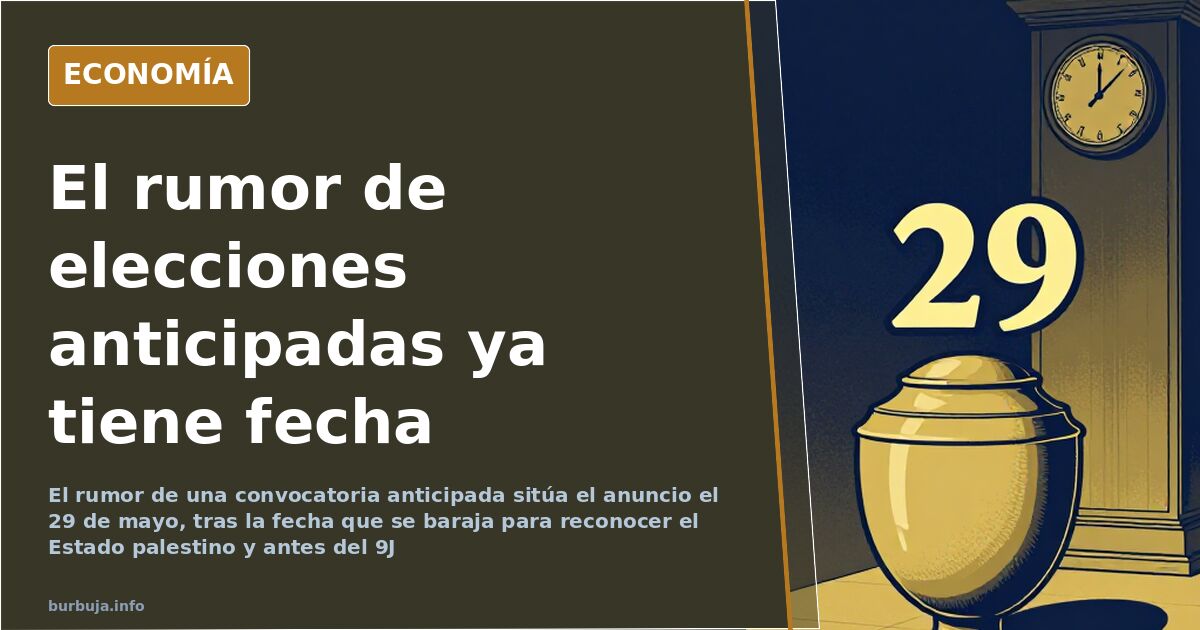 Ilustración de un calendario con la fecha 29 de mayo marcada y una urna de elecciones generales al fondo