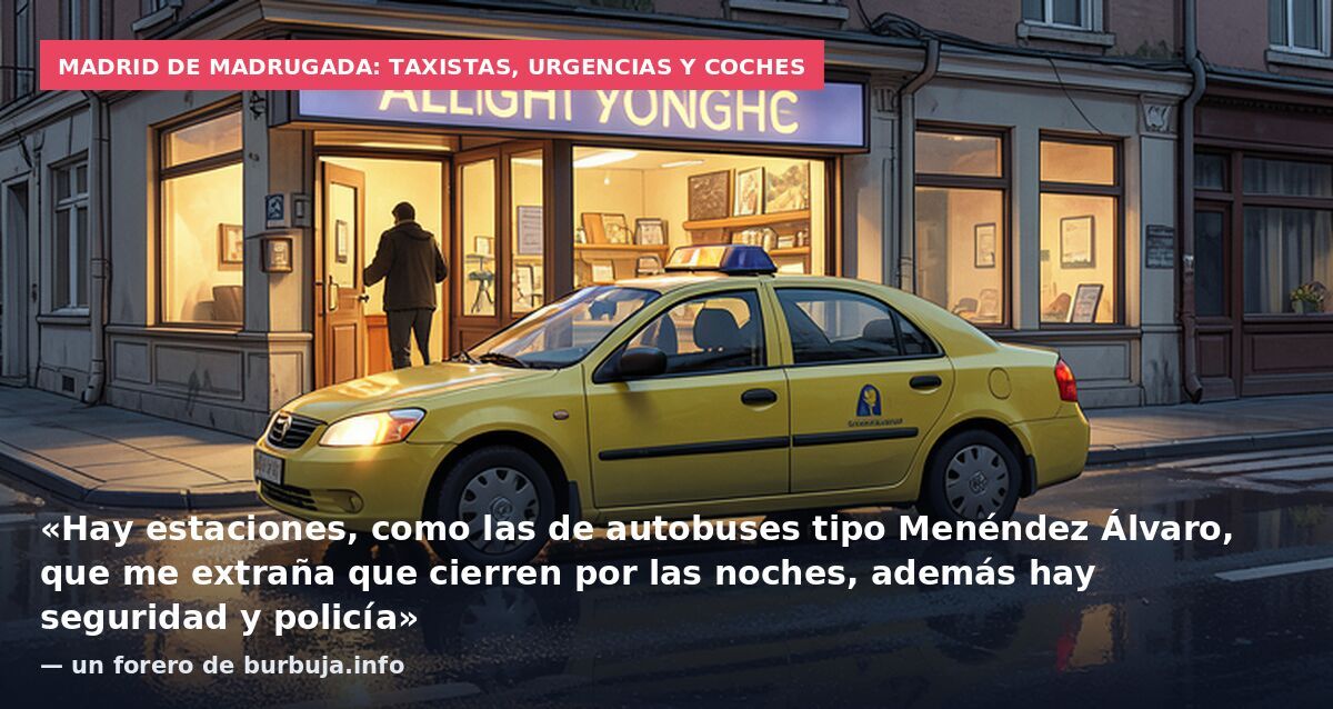 Madrid de madrugada: taxistas, urgencias y coches: «Hay estaciones, como las de autobuses tipo Menéndez Álvaro, que me extraña que cierren por las noches, además hay seguridad y policía» — un forero de burbuja.info