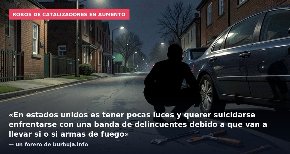 Robos de catalizadores en aumento: «En estados unidos es tener pocas luces y querer suicidarse enfrentarse con una banda de delincuentes debido a que van a llevar si o si armas de fuego» — un forero de burbuja.info