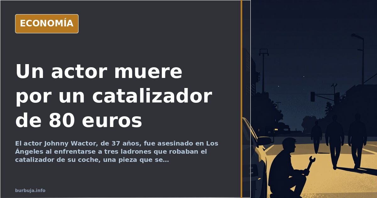 Ilustración editorial de un convertidor catalítico de automóvil sobre un fondo azul marino y dorado, símbolo del robo que cos