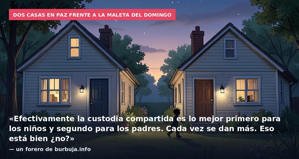 Dos casas en paz frente a la maleta del domingo: «Efectivamente la custodia compartida es lo mejor primero para los niños y segundo para los padres. Cada vez se dan más. Eso está bien ¿no?» — un forero de burbuja.info