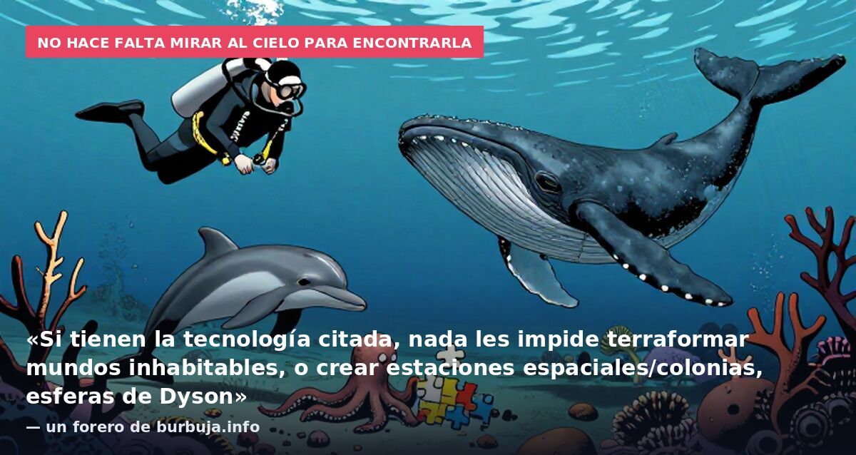 No hace falta mirar al cielo para encontrarla: «Si tienen la tecnología citada, nada les impide terraformar mundos inhabitables, o crear estaciones espaciales/colonias, esferas de Dyson» — un forero de burbuja.info