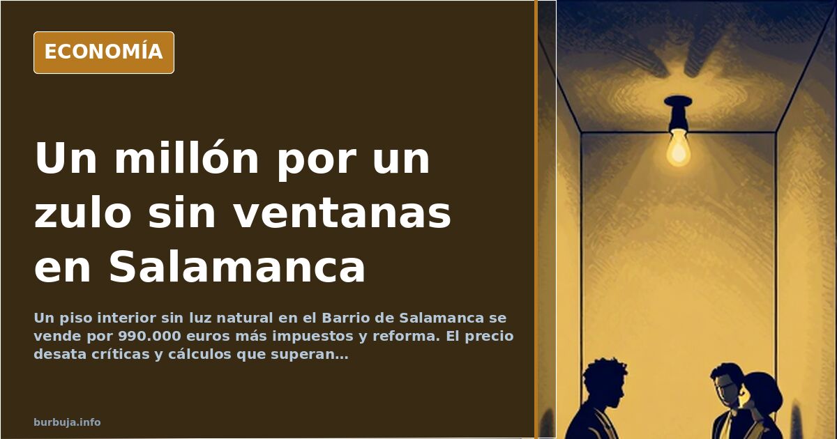 Fachada de un edificio clásico en el Barrio de Salamanca de Madrid con un cartel de se vende en un piso interior sin luz natu