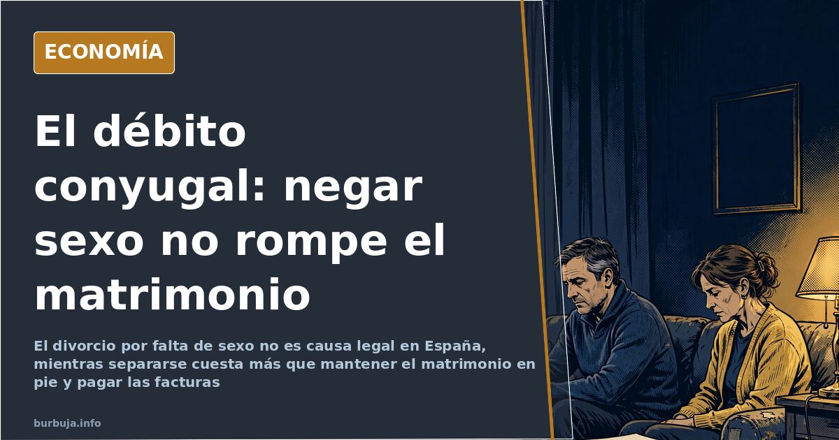 Pareja en extremos opuestos de un sofá mirando cada uno su móvil, ilustración editorial sobre divorcio y falta de sexo