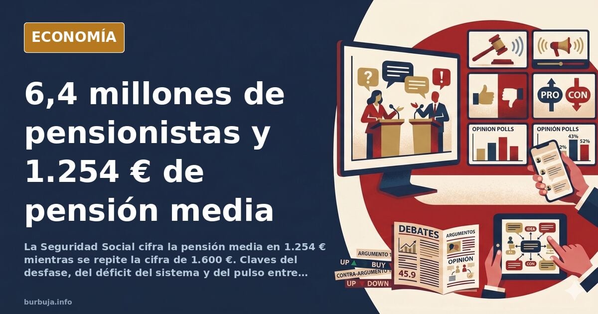 Ilustración editorial de una nómina y una tarjeta de pensionista sobre fondo azul marino con cifras en dorado