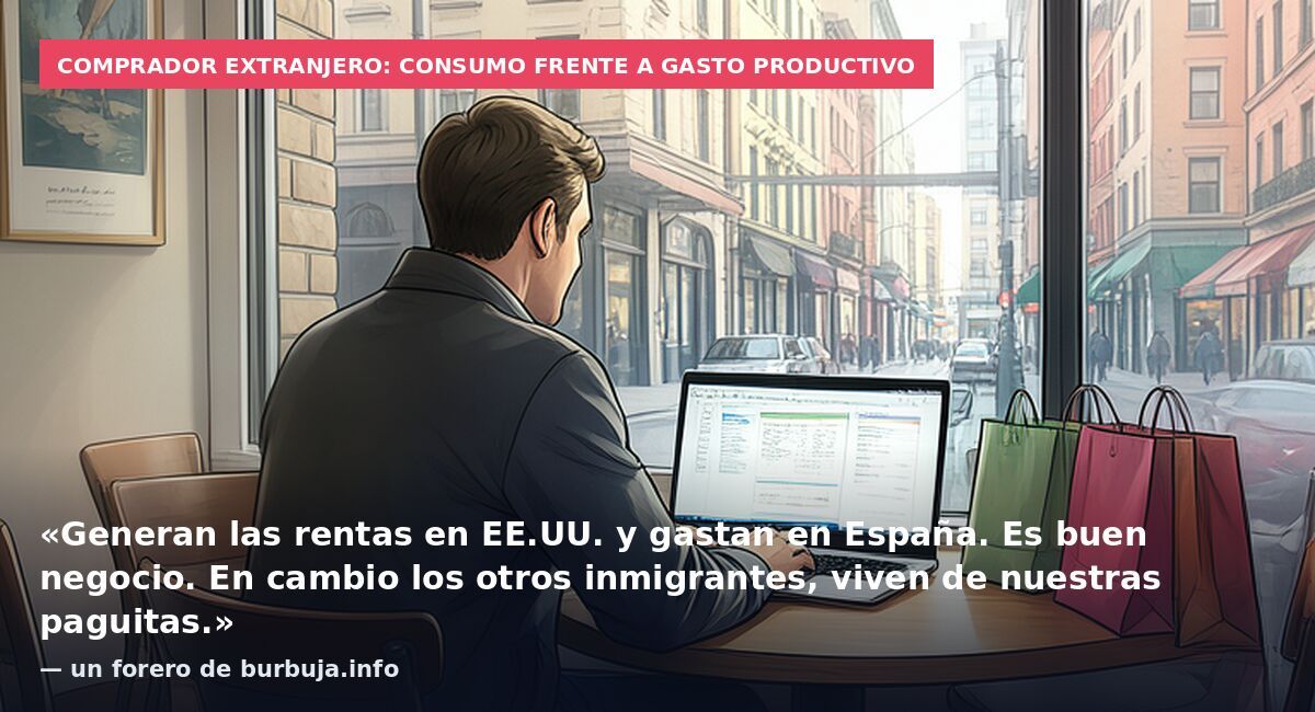 Comprador extranjero: consumo frente a gasto productivo: «Generan las rentas en EE.UU. y gastan en España. Es buen negocio. En cambio los otros inmigrantes, viven de nuestras paguitas.» — un forero de burbuja.info