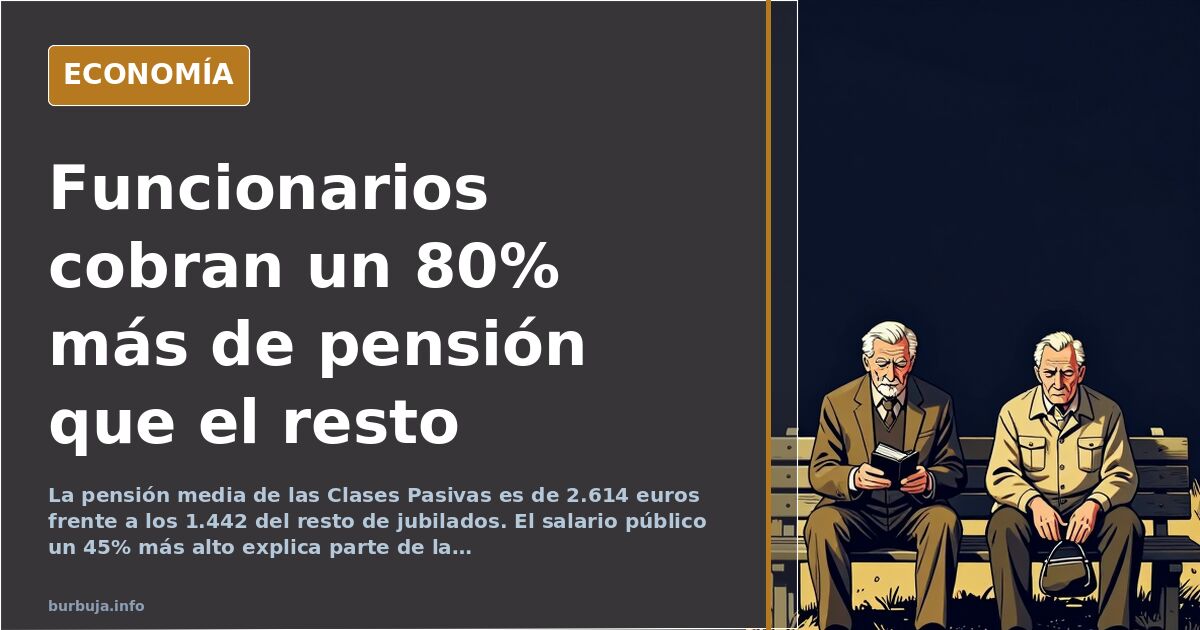 La pensión media de las Clases Pasivas supera en un 80% a la del resto de jubilados