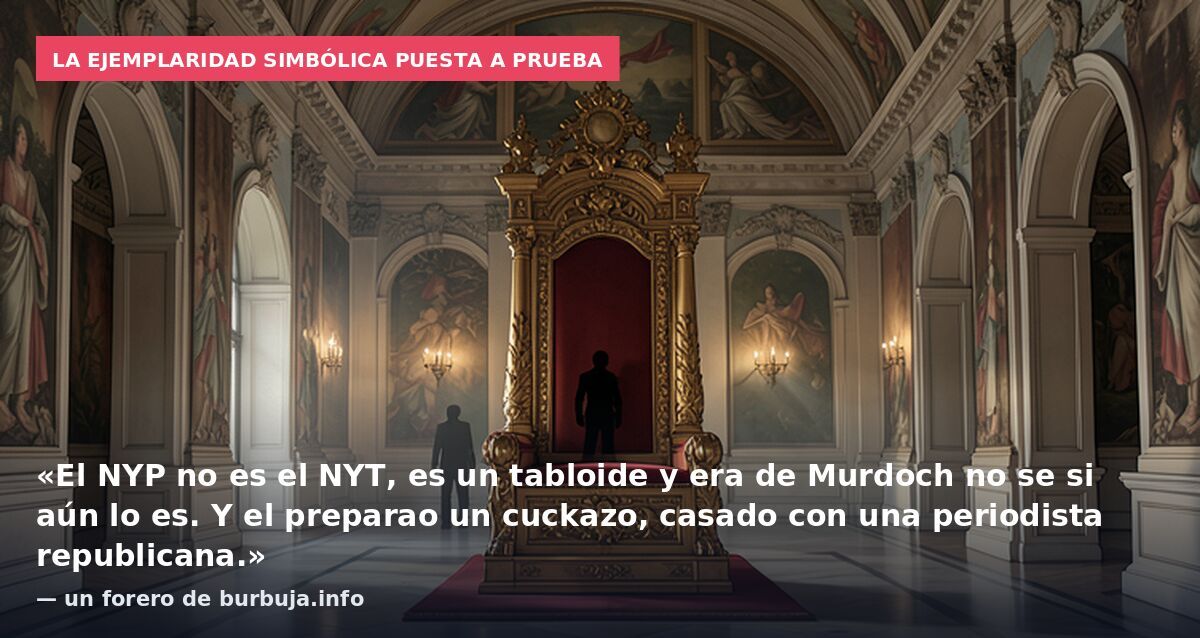 La ejemplaridad simbólica puesta a prueba: «El NYP no es el NYT, es un tabloide y era de Murdoch no se si aún lo es. Y el preparao un cuckazo, casado con una periodista republicana.» — un forero de burbuja.info
