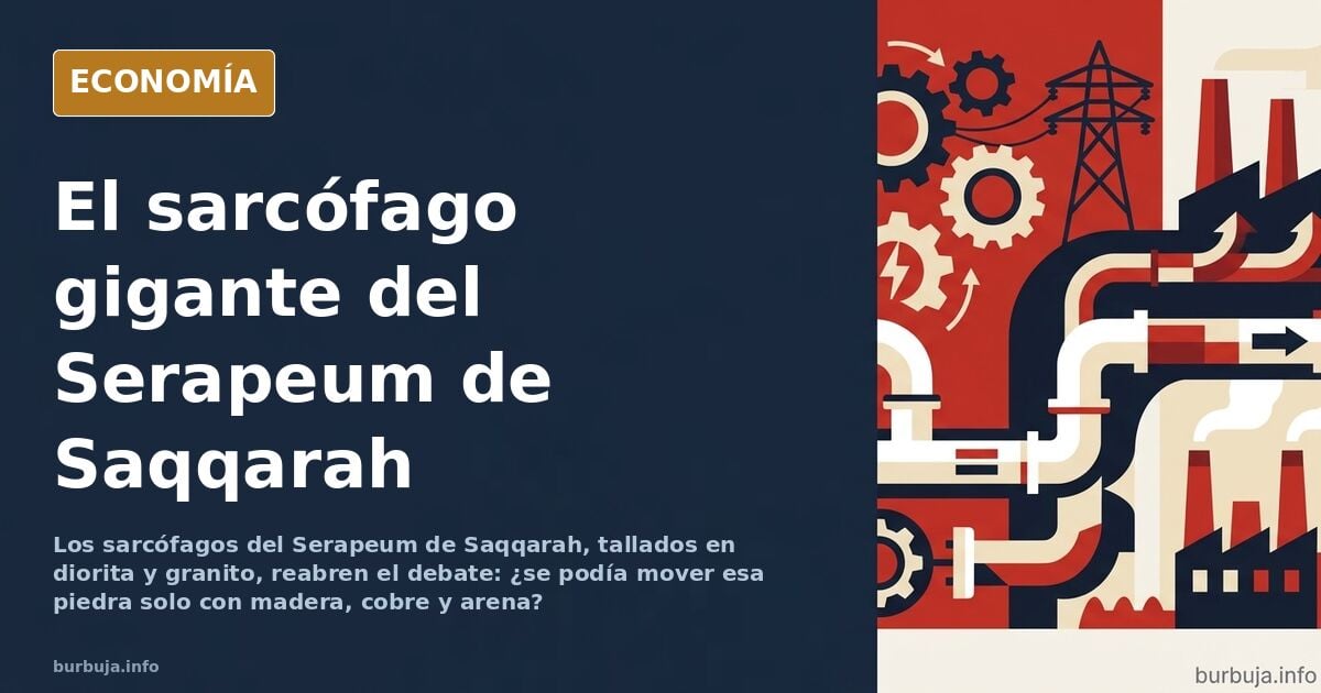 Sarcófago de granito en el interior del Serapeum de Saqqarah, tallado a escuadra en un túnel subterráneo sin luz natural