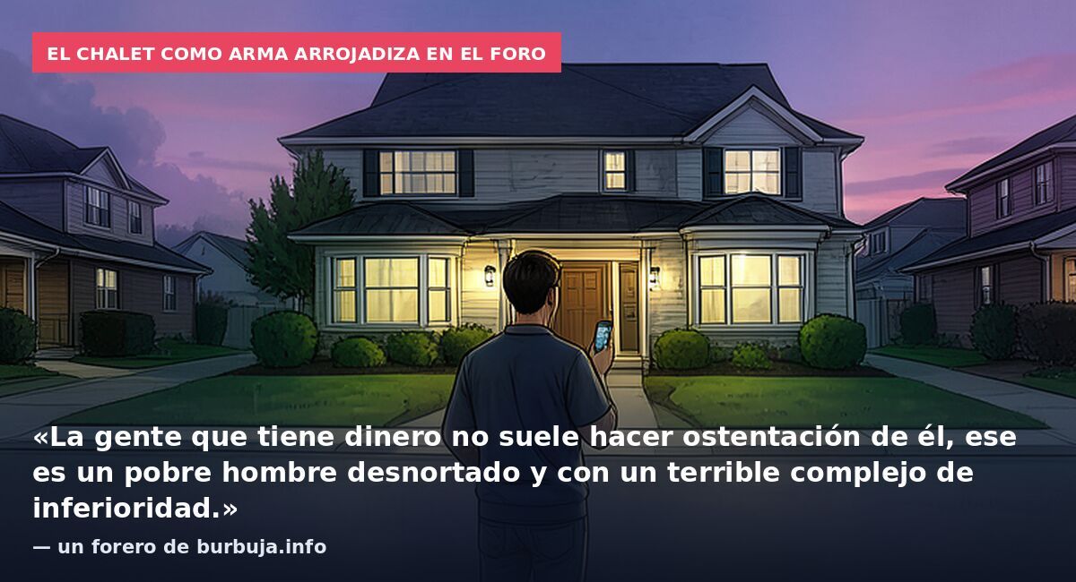 El chalet como arma arrojadiza en el foro: «La gente que tiene dinero no suele hacer ostentación de él, ese es un pobre hombre desnortado y con un terrible complejo de inferioridad.» — un forero de burbuja.info